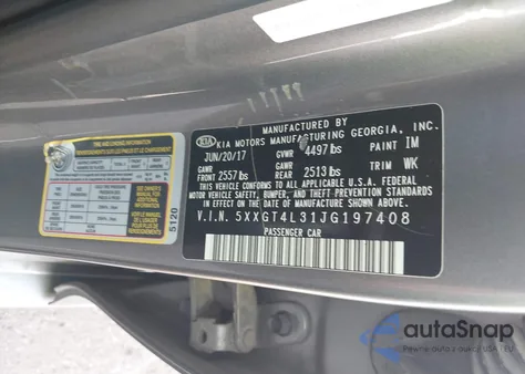 2018 Kia Optima Lx из США, поврежденный, VIN 5XXGT4L31JG197408